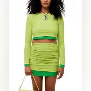 Simon Miller Lime Green Ruched Mini Skirt